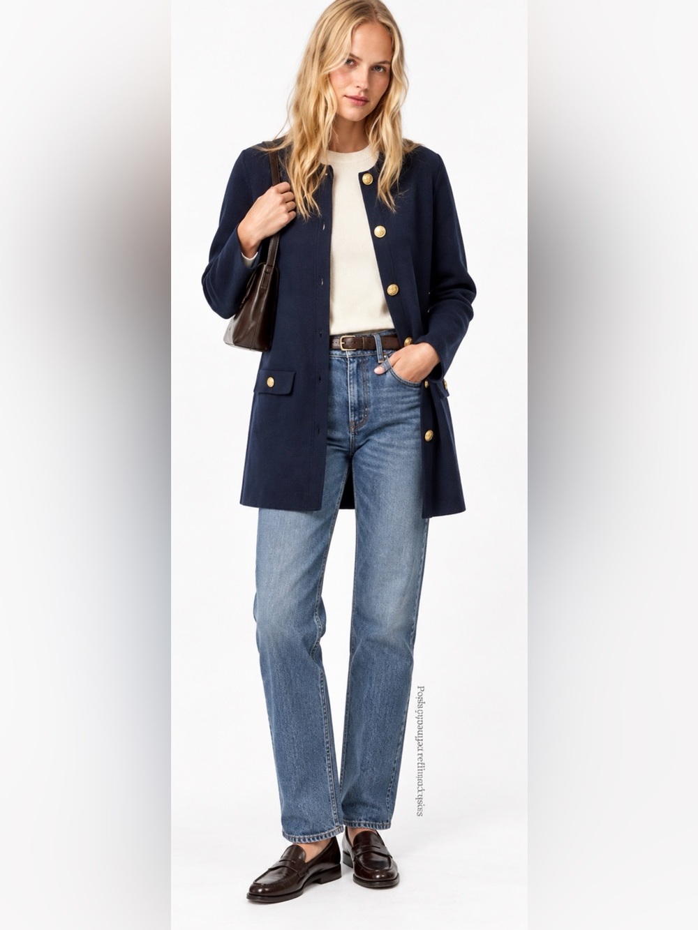 J.Crew Long Giselle sweater blazer in navy